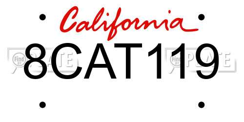 8CAT119 California License Plate