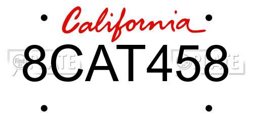 8CAT458 California License Plate