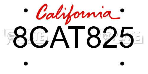 8CAT825 California License Plate