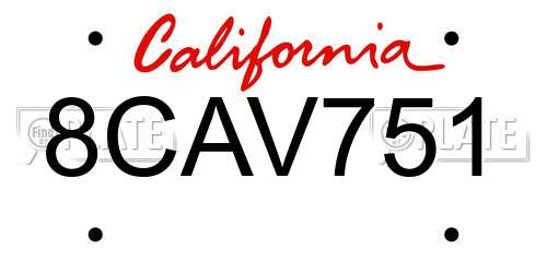8CAV751 California License Plate