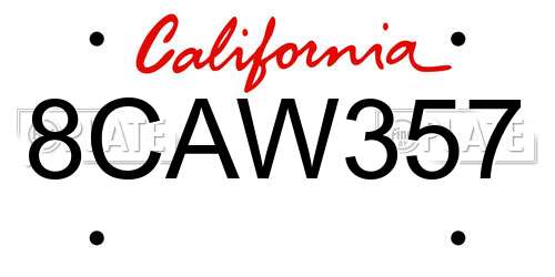8CAW357 California License Plate