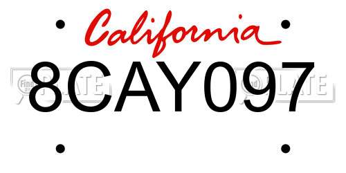 8CAY097 California License Plate