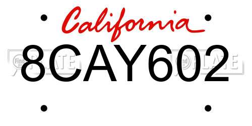 8CAY602 California License Plate