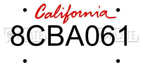 8CBA061 California License Plate