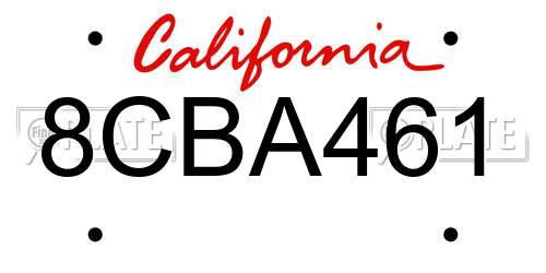 8CBA461 California License Plate