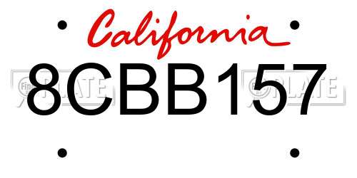 8CBB157 California License Plate