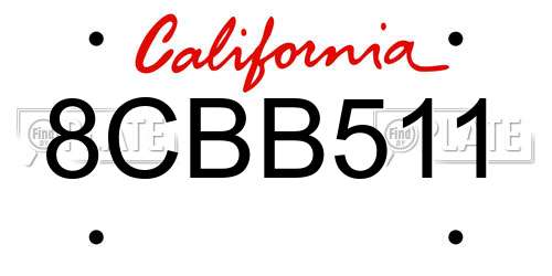8CBB511 California License Plate