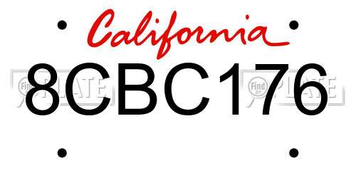 8CBC176 California License Plate