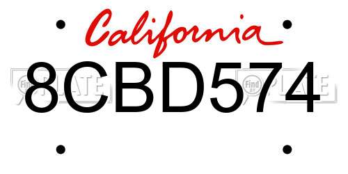 8CBD574 California License Plate