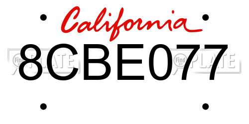 8CBE077 California License Plate