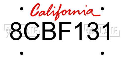 8CBF131 California License Plate