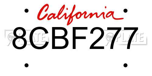 8CBF277 California License Plate