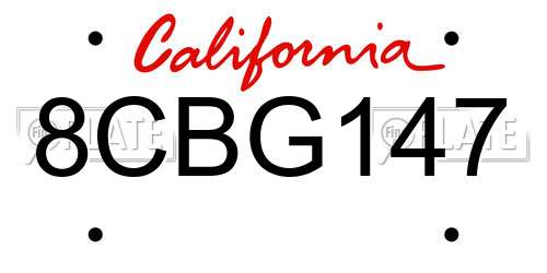 8CBG147 California License Plate