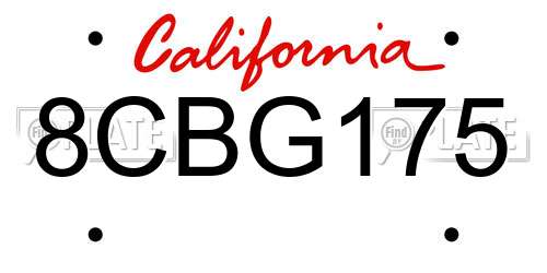 8CBG175 California License Plate