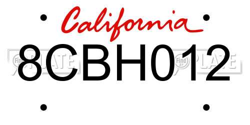 8CBH012 California License Plate