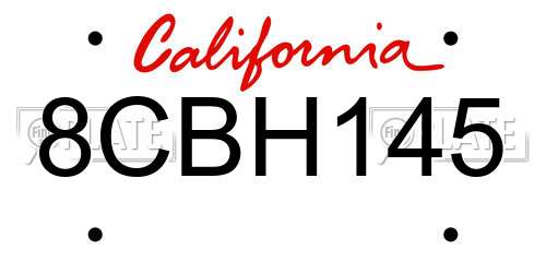 8CBH145 California License Plate