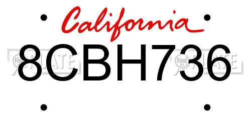 8CBH736 California License Plate