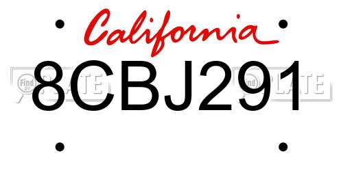 8CBJ291 California License Plate