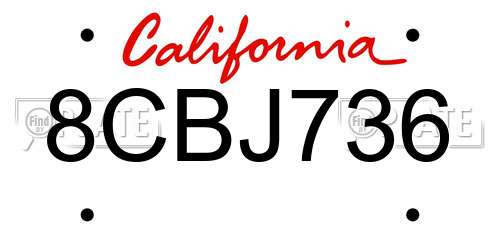 8CBJ736 California License Plate