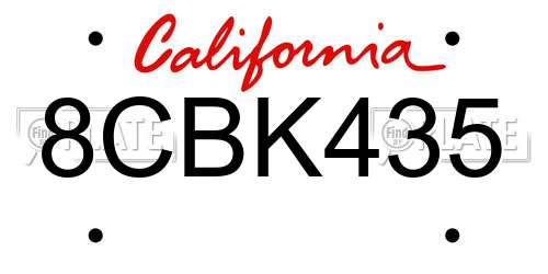 8CBK435 California License Plate