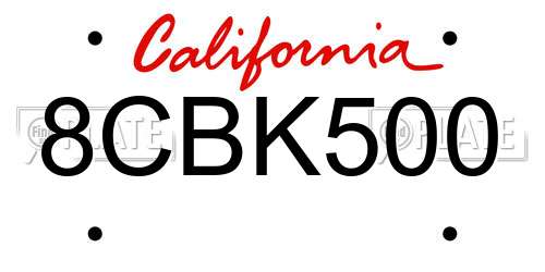 8CBK500 California License Plate