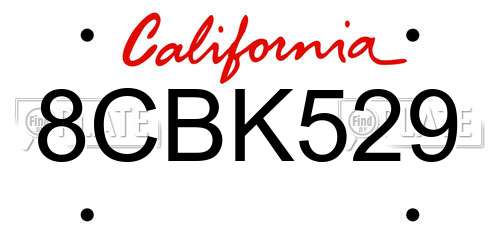 8CBK529 California License Plate
