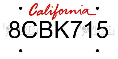 8CBK715 California License Plate