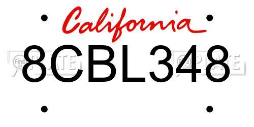 8CBL348 California License Plate