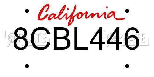 8CBL446 California License Plate