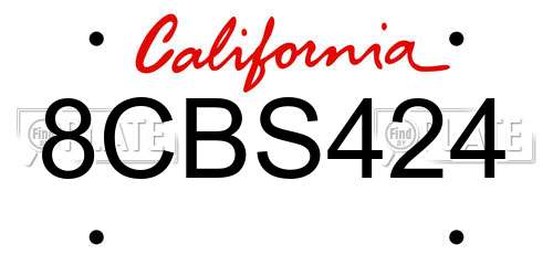 8CBS424 California License Plate