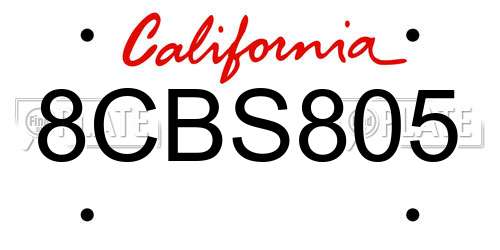 8CBS805 California License Plate