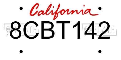 8CBT142 California License Plate