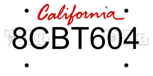 8CBT604 California License Plate
