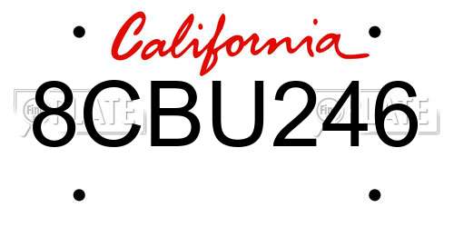 8CBU246 California License Plate