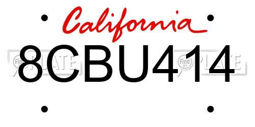 8CBU414 California License Plate