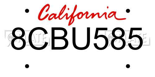 8CBU585 California License Plate