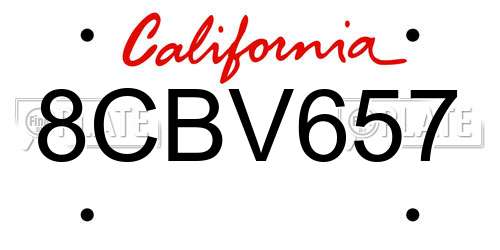 8CBV657 California License Plate