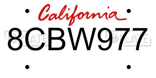 8CBW977 California License Plate