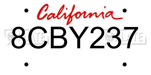 8CBY237 California License Plate