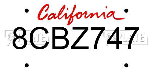 8CBZ747 California License Plate