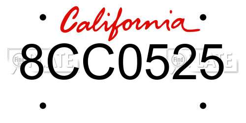 8CC0525 California License Plate
