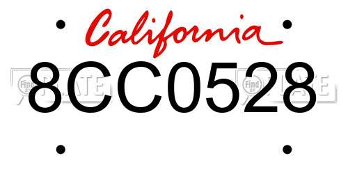 8CC0528 California License Plate