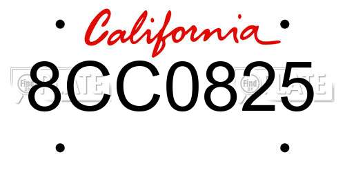 8CC0825 California License Plate