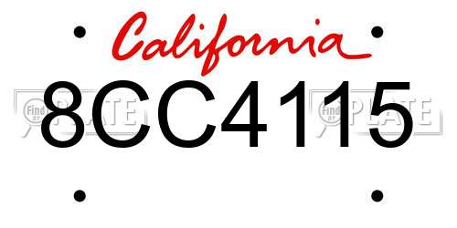 8CC4115 California License Plate