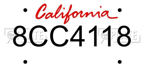 8CC4118 California License Plate