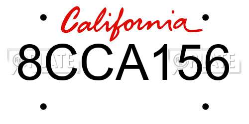 8CCA156 California License Plate