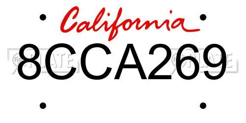 8CCA269 California License Plate