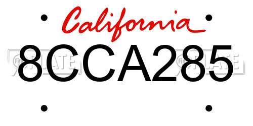 8CCA285 California License Plate
