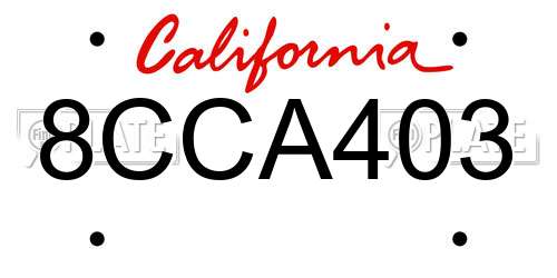 8CCA403 California License Plate