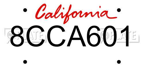 8CCA601 California License Plate
